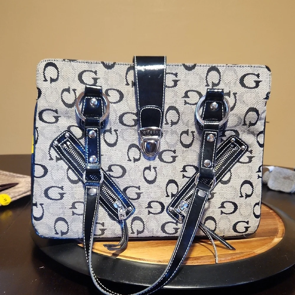 Guess G Print Double Handle Handbag Brown